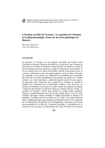 L`homme au-delà de l`essence : La question de l