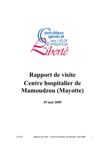 Rapport de visite Centre hospitalier de Mamoudzou