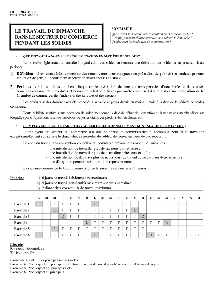 22 Le Travail Du Dimanche Pdt Les Soldes Commerce Maj Mai 2016