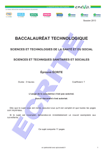 Corrigé BAC 2013 - STSS - Ecrit - ST2S - Izi-Bac