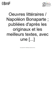 Oeuvres littéraires / Napoléon Bonaparte