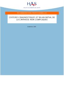 Critères diagnostiques et bilan initial de la cirrhose non compliquée