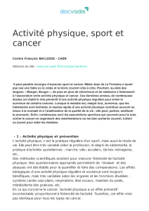 Activité physique, sport et cancer
