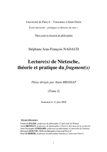 Lecture(s) de Nietzsche Tome 1, Nadaud