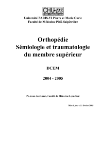 Orthopédie Sémiologie et traumatologie du membre supérieur