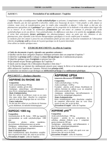 Formulations de l`aspirine et du paracétamol