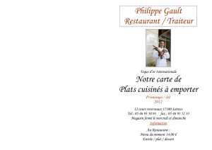 Philippe Gault Restaurant / Traiteur Notre carte de Plats cuisinés à