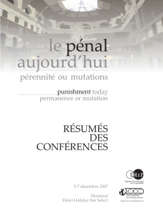 le aujourd`hui pénal - Centre international de criminologie comparée