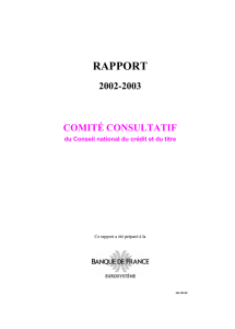 Rapport annuel du Comité consultatif 2002-2003