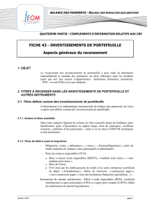 INVESTISSEMENTS DE PORTEFEUILLE Aspects généraux