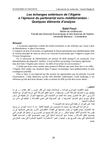 Les échanges extérieurs de l`Algérie à l`épreuve du partenariat euro