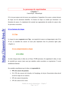 Le processus de cancérisation Chapitre 7