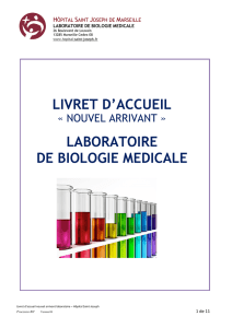 LIVRET D`ACCUEIL LABORATOIRE DE BIOLOGIE MEDICALE