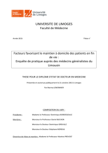 Facteurs favorisant le maintien à domicile des patients enfin de vie