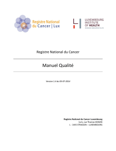 Manuel Qualité RNC - Registre National du Cancer