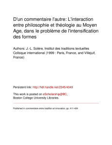 D`un commentaire l`autre: L`interaction entre philosophie et