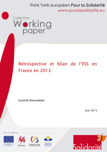 Rétrospective et bilan de l`ESS en France en 2013