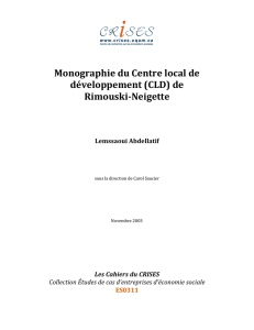 Monographie du Centre local de développement - Crises-UQAM