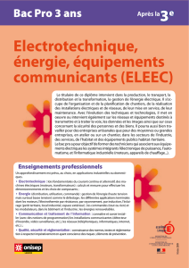 Electrotechnique, énergie, équipements communicants (ELEEC)
