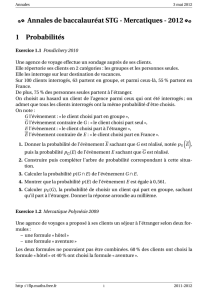 Annales de baccalauréat STG - Mercatiques - 2012 1