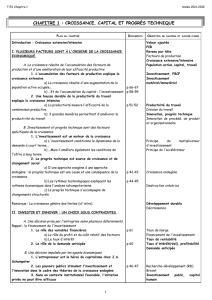 chapitre 1 : croissance, capital et progr&egrave;s technique