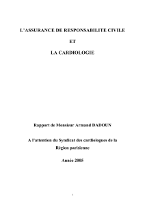L`ASSURANCE DE RESPONSABILITE CIVILE ET LA CARDIOLOGIE