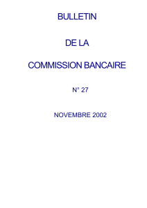 Bulletin de la Commission bancaire n° 27