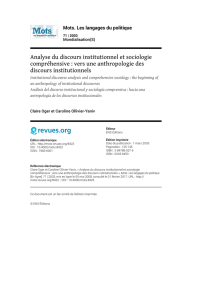 Analyse du discours institutionnel et sociologie compréhensive