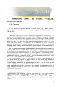 11 septembre 2001, de Michel Vinaver. Irreprésentable