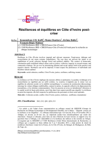 Résiliences et équilibres en Côte d`Ivoire post-crise - IRD