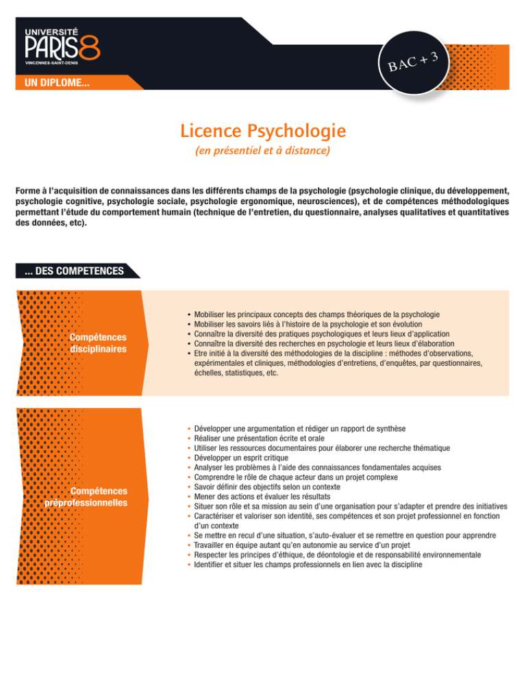 Licence Psychologie  Université Paris 8