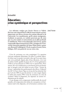 Éducation : crise systémique et perspectives