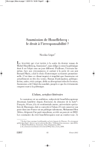 Soumission de Houellebecq : le droit à l`irresponsabilité ?