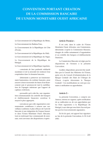 Convention portant création de la Commission bancaire