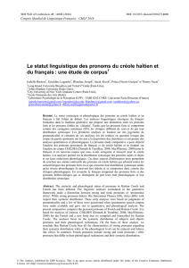 Le statut linguistique des pronoms du créole haïtien et du français