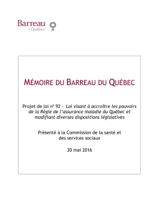 Mémoire - Projet de Loi 92, Loi visant à accroître les pouvoirs de la