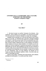 AVÈNEMENT DE LA GASTRONOMIE, GOÛT CULINAIRE