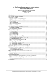 Le dictionnaire de valence DICOVALENCE : manuel d`utilisation