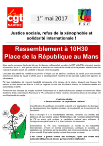 Rassemblement à 10H30 Place de la République au Mans 1er mai