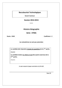 Session 2014-‐2015 Histoire-‐Géographie Série : STMG