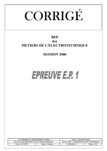 BEP des METIERS DE L`ELECTROTECHNIQUE SESSION 2006