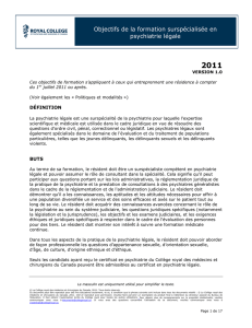 Objectifs de la formation surspécialisée en psychiatrie légale