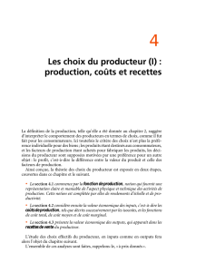 Les choix du producteur (I) : production, coûts et recettes