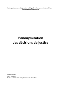 L`anonymisation des décisions de justice