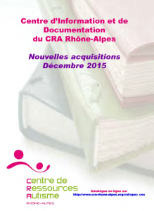 Catalogue des nouvelles acquisitions - CRA Rhone