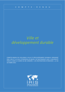 Ville et développement durable - Institut de Relations Internationales