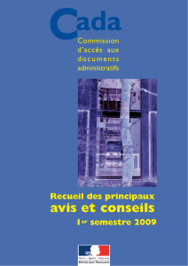 Recueil des principaux avis et conseils. 1er semestre 2009