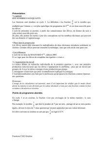 Fractions CM2-Sixième 1/3 Présentation: • L`activité DES NOMBRES