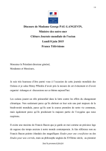 Discours de Madame George PAU-LANGEVIN, Ministre des outre