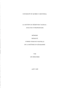 La gestion du réservoir Taureau : analyse et propositions